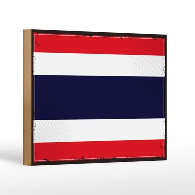 Letrero de madera bandera de Tailandia 18x12cm Bandera Retro de decoración de Tailandia