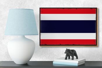 Panneau en bois drapeau de la thaïlande, 18x12cm, drapeau rétro de la thaïlande, décoration 3