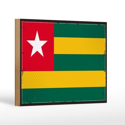 Cartello in legno bandiera del Togo 18x12 cm Decorazione bandiera retrò del Togo