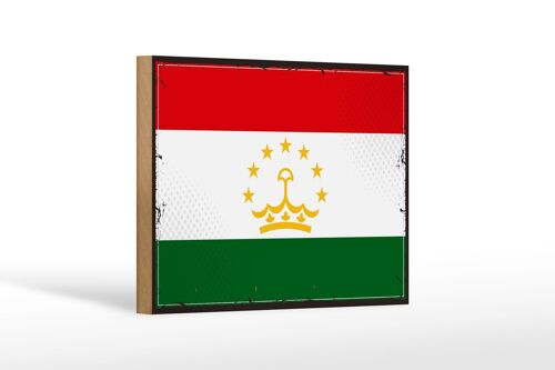 Holzschild Flagge Tadschikistan 18x12 cm Retro Tajikistan Dekoration