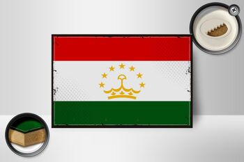 Panneau en bois drapeau Tadjikistan 18x12 cm Décoration rétro Tadjikistan 2