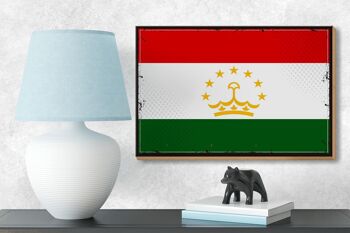 Panneau en bois drapeau Tadjikistan 18x12 cm Décoration rétro Tadjikistan 3