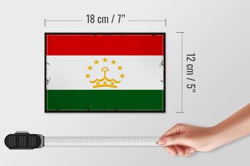 Panneau en bois drapeau Tadjikistan 18x12 cm Décoration rétro Tadjikistan 4
