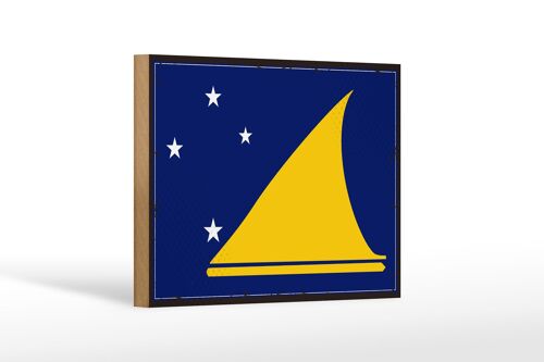 Holzschild Flagge Tokelaus 18x12 cm Retro Flag of Tokelau Dekoration