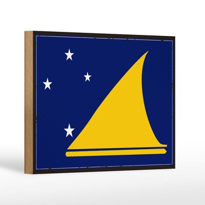 Letrero de madera Bandera de Tokelau 18x12 cm Decoración Retro Bandera de Tokelau