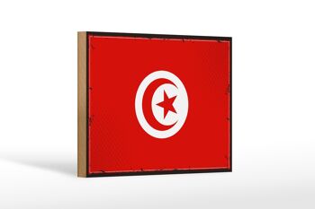 Panneau en bois drapeau de la Tunisie 18x12 cm Décoration rétro drapeau de la Tunisie 1