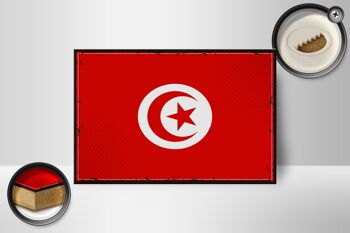 Panneau en bois drapeau de la Tunisie 18x12 cm Décoration rétro drapeau de la Tunisie 2