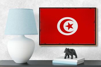 Panneau en bois drapeau de la Tunisie 18x12 cm Décoration rétro drapeau de la Tunisie 3