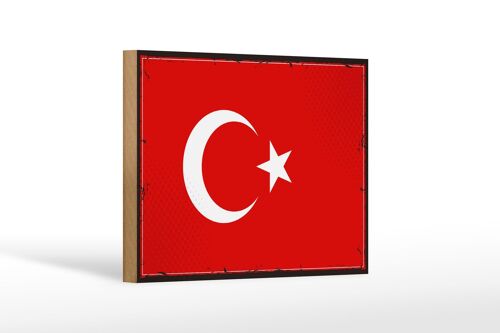 Holzschild Flagge Türkei 18x12 cm Retro Flag of Turkey Dekoration