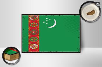 Panneau en bois drapeau du Turkménistan, 18x12cm, décoration rétro du Turkménistan 2