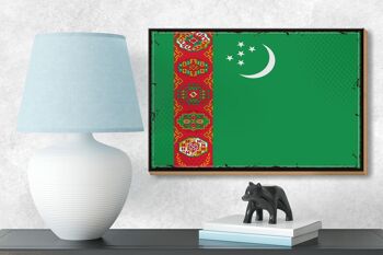 Panneau en bois drapeau du Turkménistan, 18x12cm, décoration rétro du Turkménistan 3