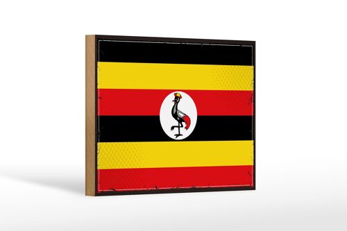 Holzschild Flagge Ugandas 18x12 cm Retro Flag of Uganda Dekoration