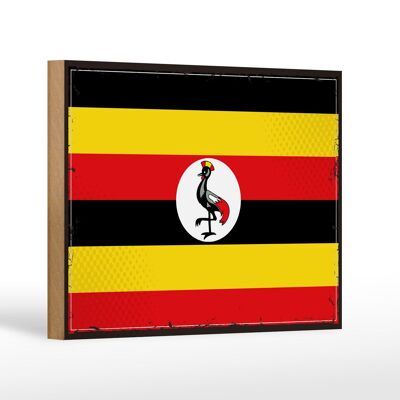 Cartello in legno Bandiera dell'Uganda 18x12 cm Decorazione con bandiera retrò dell'Uganda