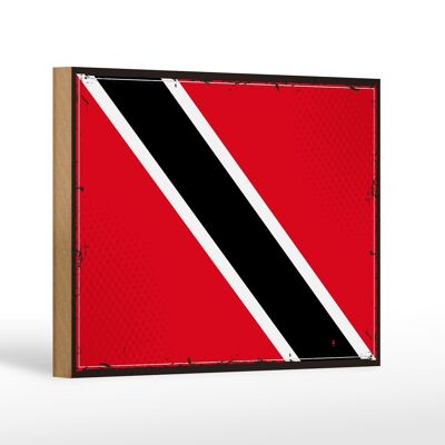 Letrero de madera bandera de Trinidad y Tobago 18x12 cm decoración de bandera retro