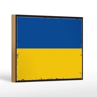 Holzschild Flagge Ukraine 18x12 cm Retro Flag of Ukraine Dekoration