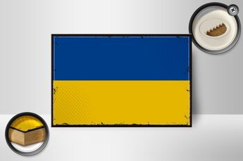 Drapeau en bois de l'Ukraine, 18x12 cm, drapeau rétro de l'ukraine, décoration 2
