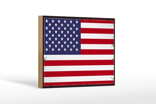Holzschild Flagge Vereinigte Staaten 18x12 cm Retro States Dekoration