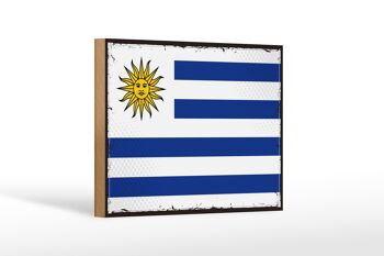 Panneau en bois drapeau de l'Uruguay 18x12 cm, drapeau rétro de la décoration de l'Uruguay 1