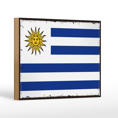 Holzschild Flagge Uruguays 18x12 cm Retro Flag of Uruguay Dekoration