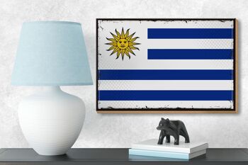 Panneau en bois drapeau de l'Uruguay 18x12 cm, drapeau rétro de la décoration de l'Uruguay 3