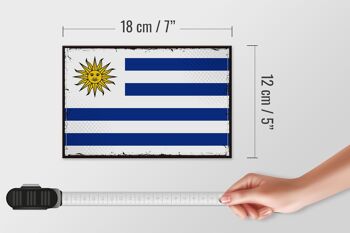 Panneau en bois drapeau de l'Uruguay 18x12 cm, drapeau rétro de la décoration de l'Uruguay 4