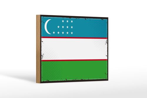 Holzschild Flagge Usbekistans 18x12 cm Retro Uzbekistan Dekoration