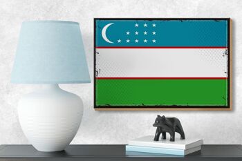 Panneau en bois drapeau de l'Ouzbékistan 18x12 cm décoration rétro de l'Ouzbékistan 3