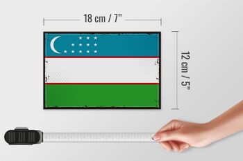 Panneau en bois drapeau de l'Ouzbékistan 18x12 cm décoration rétro de l'Ouzbékistan 4