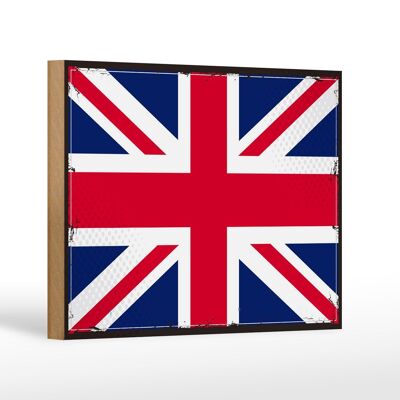 Cartello in legno Bandiera Union Jack 18x12 cm Decorazione retrò del Regno Unito