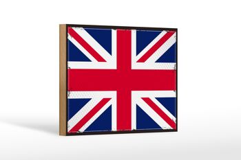 Panneau en bois drapeau Union Jack 18x12 cm, décoration rétro du royaume-uni 1