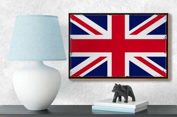 Panneau en bois drapeau Union Jack 18x12 cm, décoration rétro du royaume-uni 3