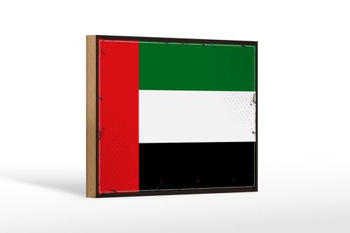 Holzschild Flagge Arabischen Emirate 18x12 cm Retro Flag Dekoration