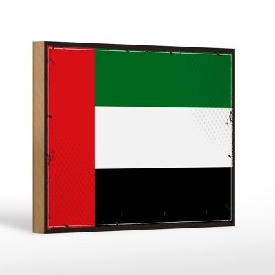 Letrero de madera bandera Emiratos Árabes 18x12 cm decoración de bandera retro