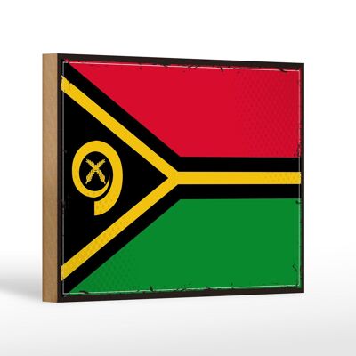Letrero de madera Bandera de Vanuatu 18x12 cm Decoración Retro Bandera de Vanuatu