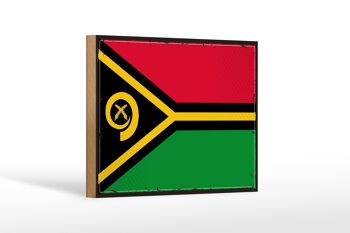 Panneau en bois drapeau du Vanuatu 18x12 cm Décoration rétro drapeau du Vanuatu 1