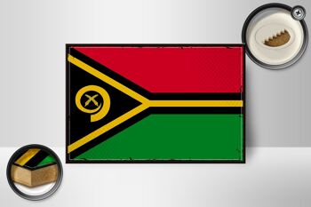 Panneau en bois drapeau du Vanuatu 18x12 cm Décoration rétro drapeau du Vanuatu 2