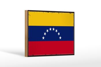 Panneau en bois drapeau du Venezuela 18x12 cm drapeau rétro décoration Venezuela 1
