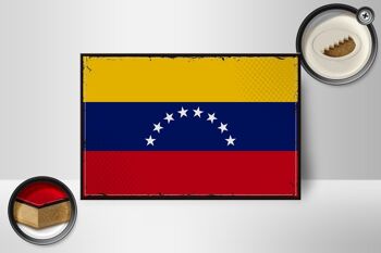 Panneau en bois drapeau du Venezuela 18x12 cm drapeau rétro décoration Venezuela 2