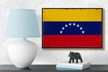 Panneau en bois drapeau du Venezuela 18x12 cm drapeau rétro décoration Venezuela 3