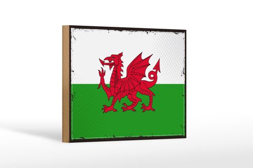 Holzschild Flagge Wales 18x12 cm Retro Flag of Wales Dekoration