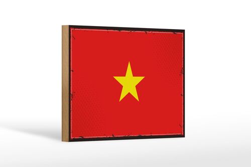 Holzschild Flagge Vietnams 18x12 cm Retro Flag of Vietnam Dekoration