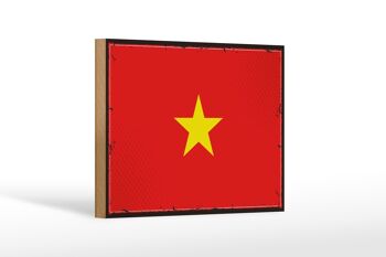 Panneau en bois drapeau du Vietnam 18x12 cm Décoration rétro drapeau du Vietnam 1
