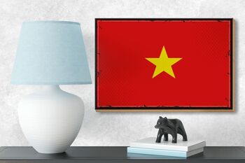Panneau en bois drapeau du Vietnam 18x12 cm Décoration rétro drapeau du Vietnam 3