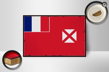Panneau en bois drapeau Wallis et Futuna 18x12 cm Décoration rétro Wallis 2