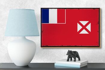 Panneau en bois drapeau Wallis et Futuna 18x12 cm Décoration rétro Wallis 3
