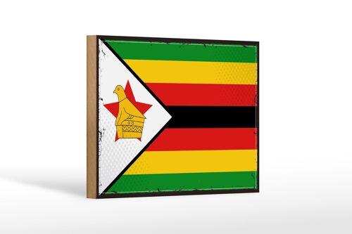 Holzschild Flagge Simbabwes 18x12cm Retro Flag of Zimbabwe Dekoration