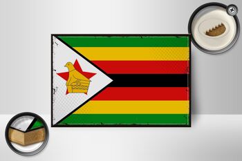 Panneau en bois drapeau du Zimbabwe 18x12cm, drapeau rétro du Zimbabwe, décoration 2