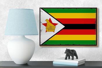 Panneau en bois drapeau du Zimbabwe 18x12cm, drapeau rétro du Zimbabwe, décoration 3