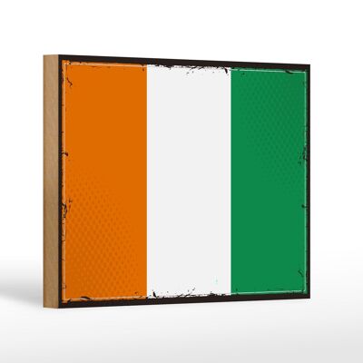 Panneau en bois drapeau Côte d'Ivoire 18x12cm Décoration rétro Côte d'Ivoire