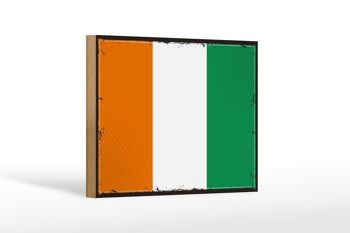 Panneau en bois drapeau Côte d'Ivoire 18x12cm Décoration rétro Côte d'Ivoire 1